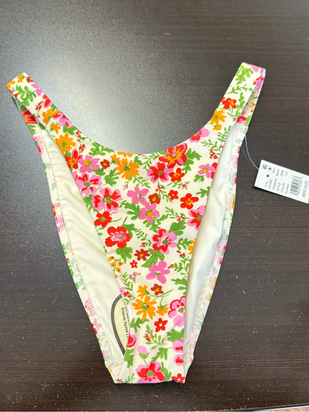 PacSun Floral High-Cut Bikini Bottom - White with Pink, Red & Green Flowers